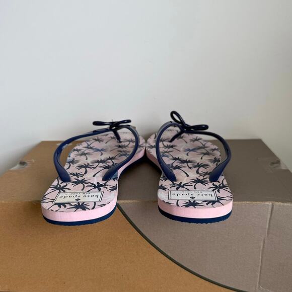 Kate Spade Pink/Blue Palm Trees Women Flip Flops-  W 7-8 - Picture 4 of 12